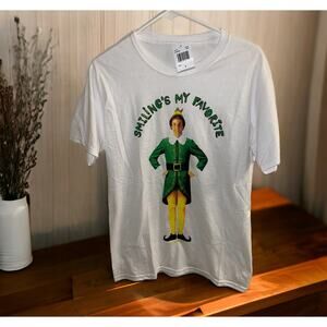 NWT Elf The Movie Shirt Smiling’s‎ My Favorite Size SMALL White Christmas